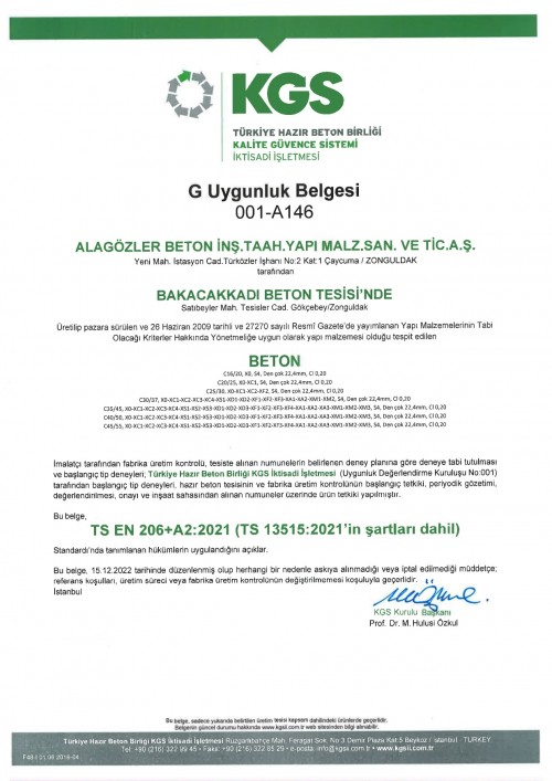 G UYGUNLUK BELGESİ