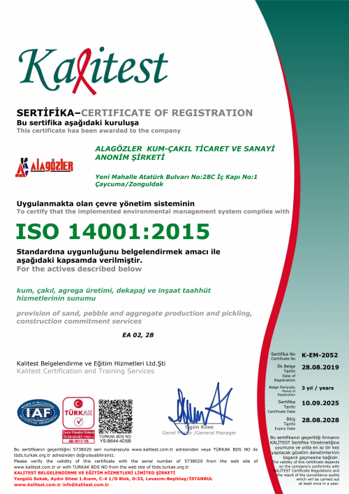 ÇEVRE YÖNETİM SİSTEM BELGESİ