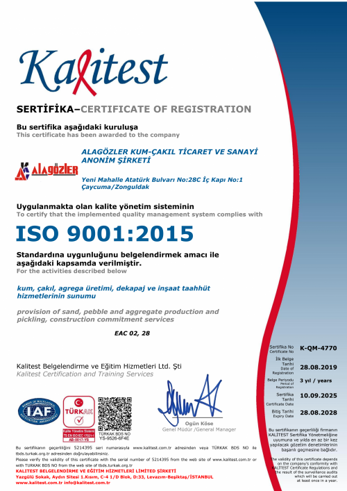 KALİTE YÖNETİM SİSTEM BELGESİ